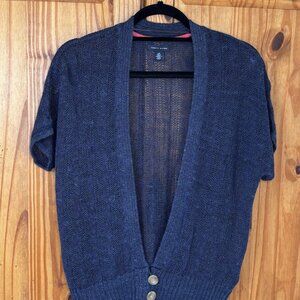 Tommy Hilfiger Women's Blue Ramie Viscose Open Knit Cardigan Sweater Size S